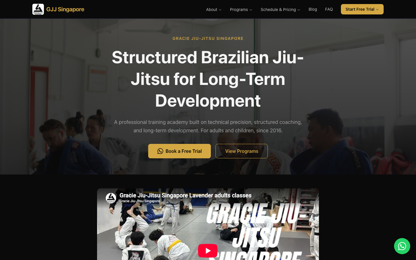 GJJSingapore.com: Lead Capture for a Martial Arts Academy